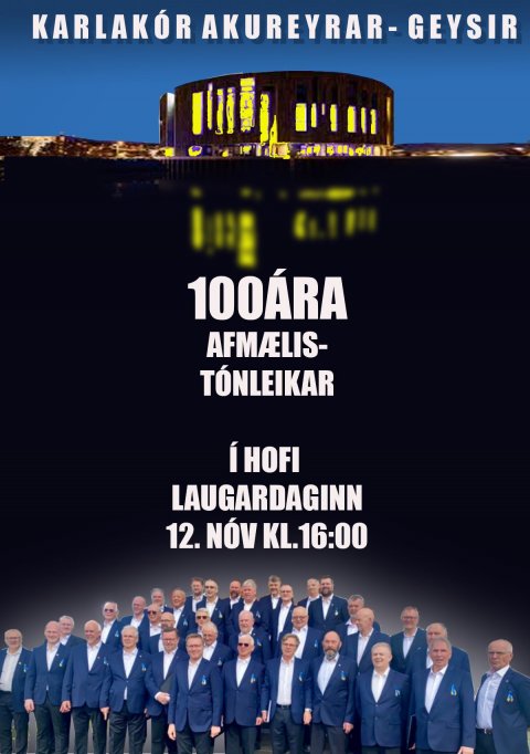 Afmælistónleikar laugardaginn 12. nóvember í Hofi