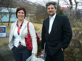 Drífa Sigurðardóttir, stjórnandi Drífanda og Zbigniew Zuchowicz, undirleikari